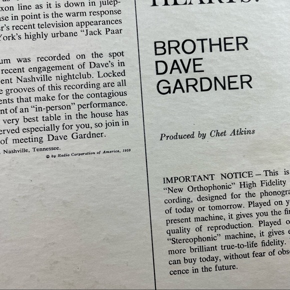 Vintage Brother Dave Gardner Rejoice Dear Hearts Vinyl Record Music - Picture 6 of 6